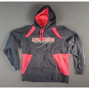 UCM Lady Mules Basketball Hoodie Large Black Red X-Grain Central Missouri